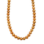Golden Dyed Pearl Stone Necklace (Size 32) 210.00 Ct.