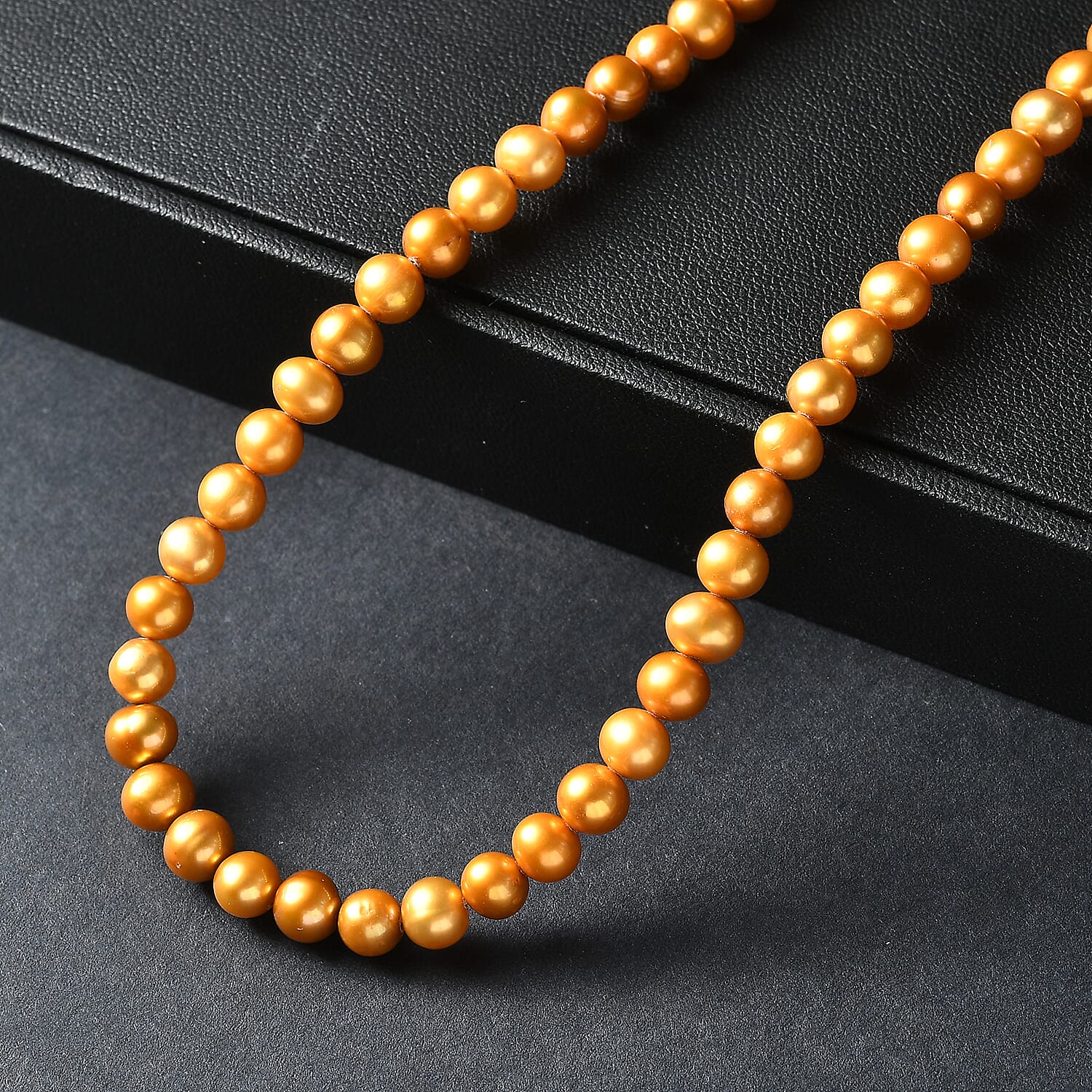 Golden Dyed Pearl Stone Necklace (Size 32) 210.00 Ct. 8267334 9