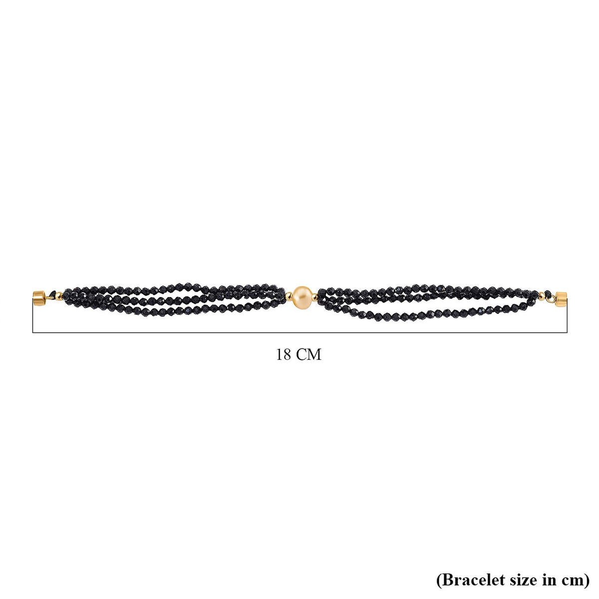 Golden Fresh Water Pearl &amp; Black Spinel Beads Bracelet (Size 7.5) in Yellow Gold Plated 40.00 Ct. 8243813 8