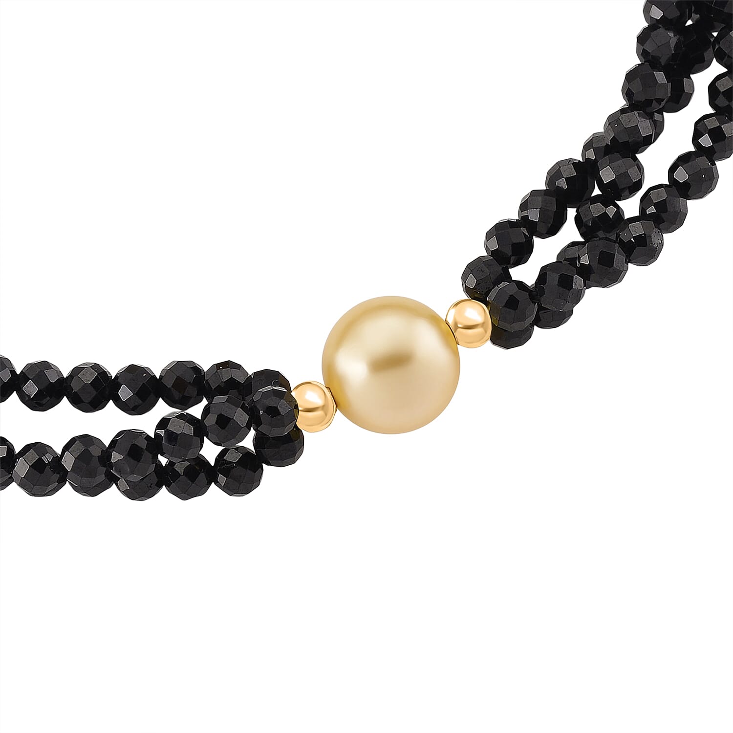 Golden Fresh Water Pearl &amp; Black Spinel Beads Bracelet (Size 8) with Magnetic Lock in Yellow Gold Plated 45.00 Ct. 8243814 4
