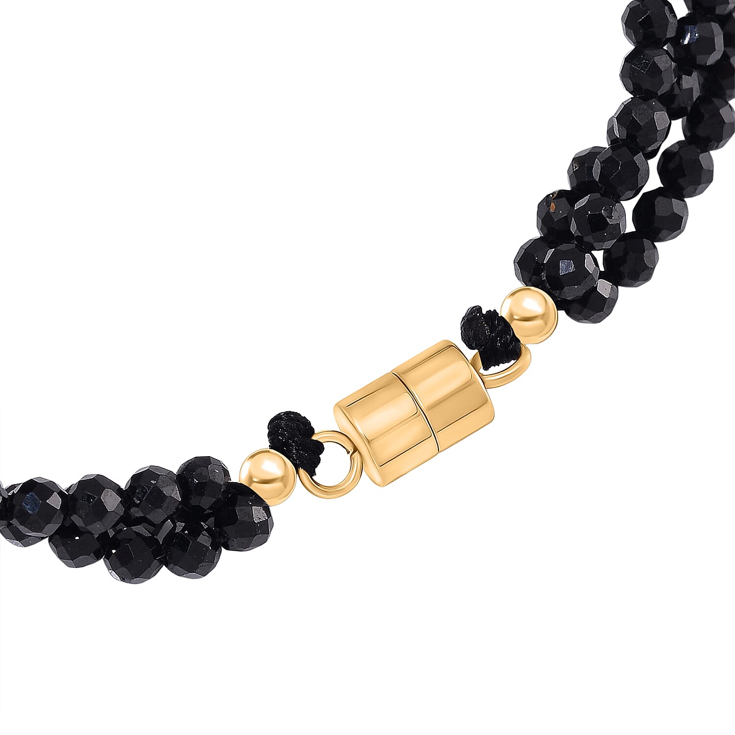 Golden Fresh Water Pearl &amp; Black Spinel Beads Bracelet (Size 8) with Magnetic Lock in Yellow Gold Plated 45.00 Ct. 8243814 7