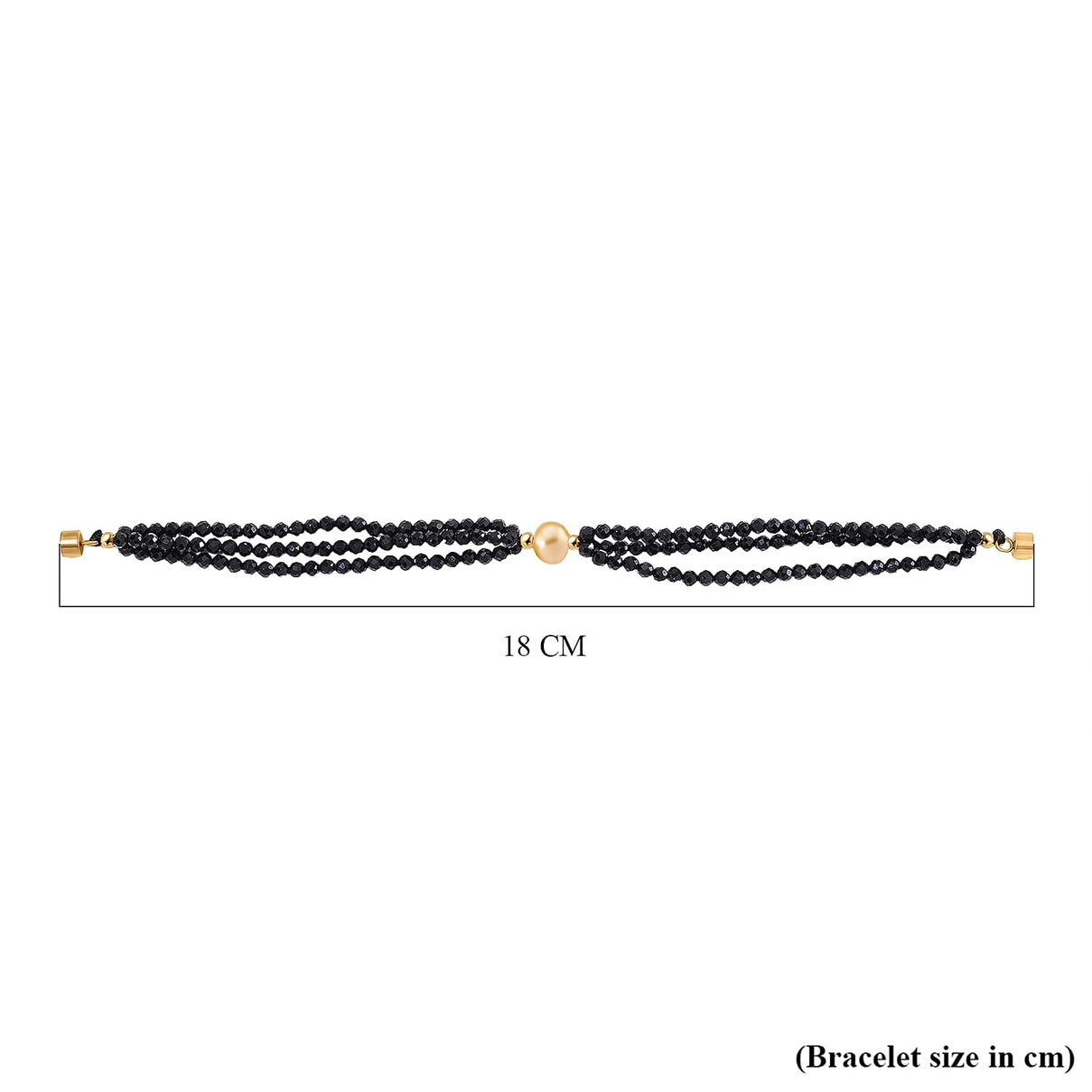 Golden Fresh Water Pearl &amp; Black Spinel Beads Bracelet (Size 8) with Magnetic Lock in Yellow Gold Plated 45.00 Ct. 8243814 8