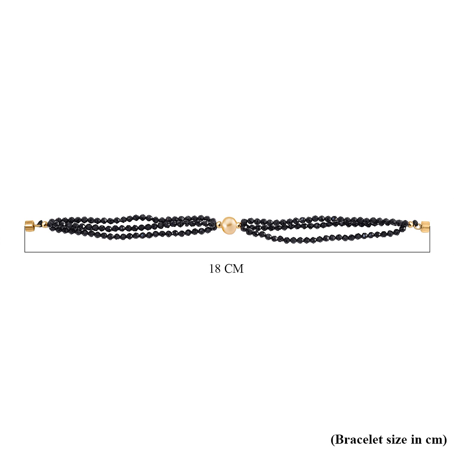 Golden Fresh Water Pearl &amp; Black Spinel Beads Bracelet (Size 8) with Magnetic Lock in Yellow Gold Plated 45.00 Ct. 8243814 8