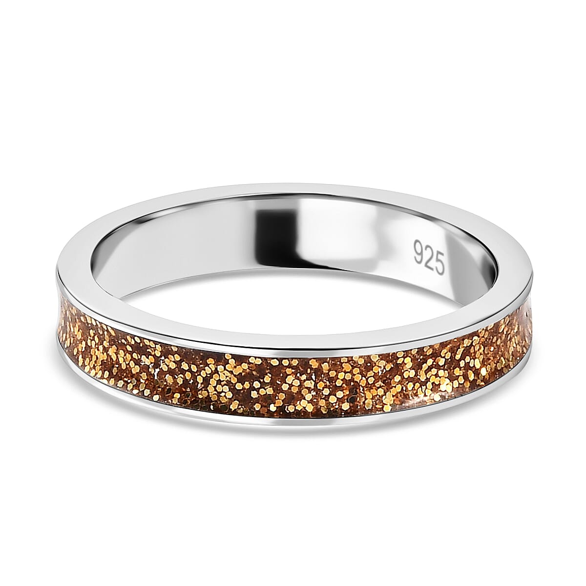 Golden Glitter Enamelled Band Ring in Sterling Silver 3826636 0