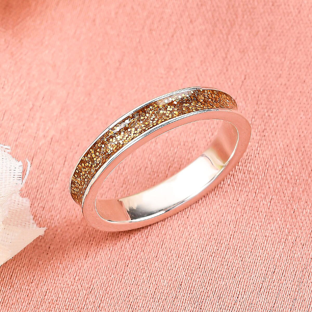 Sterling Silver Golden Smalto Band Ring