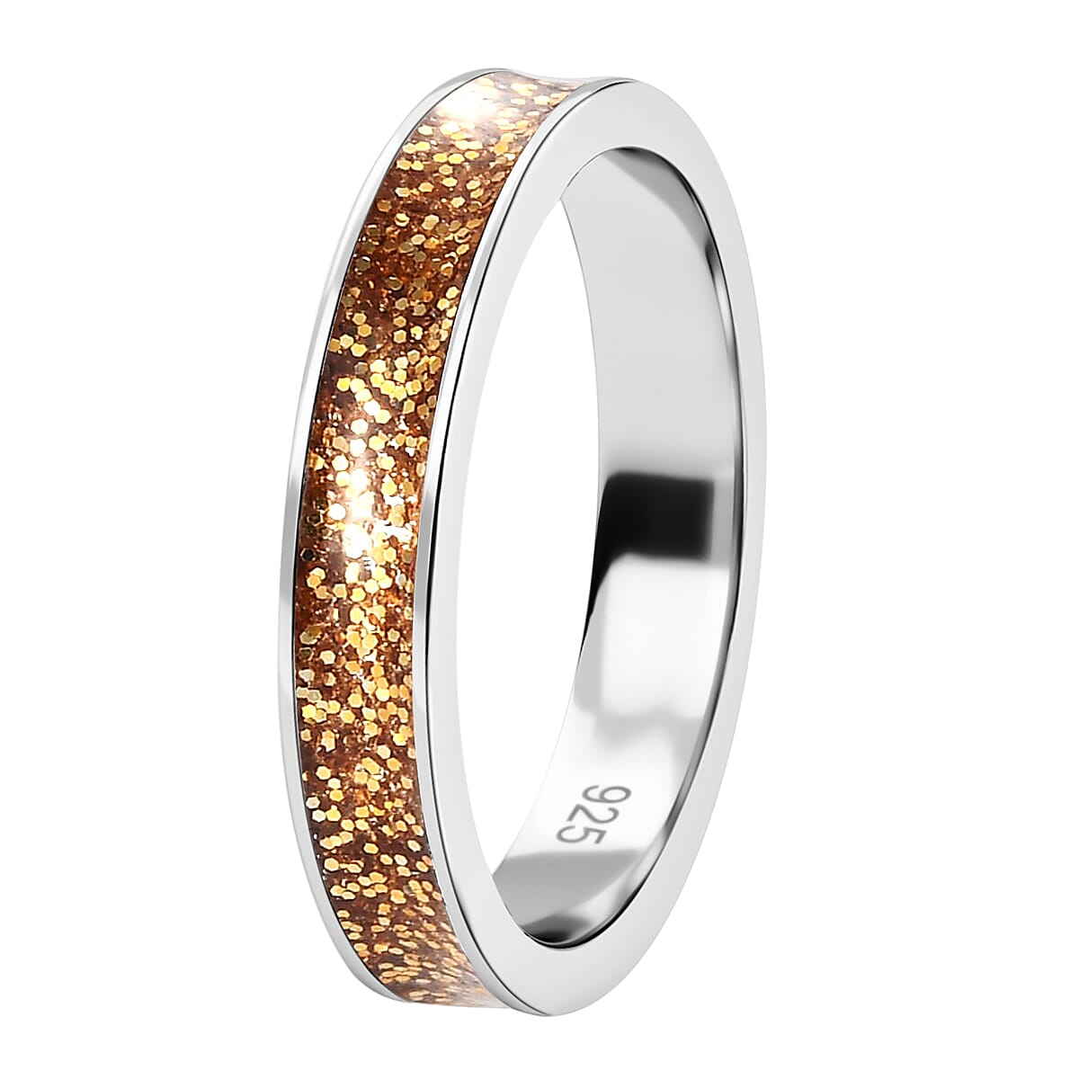 Golden Glitter Enamelled Band Ring in Sterling Silver 3826636 3