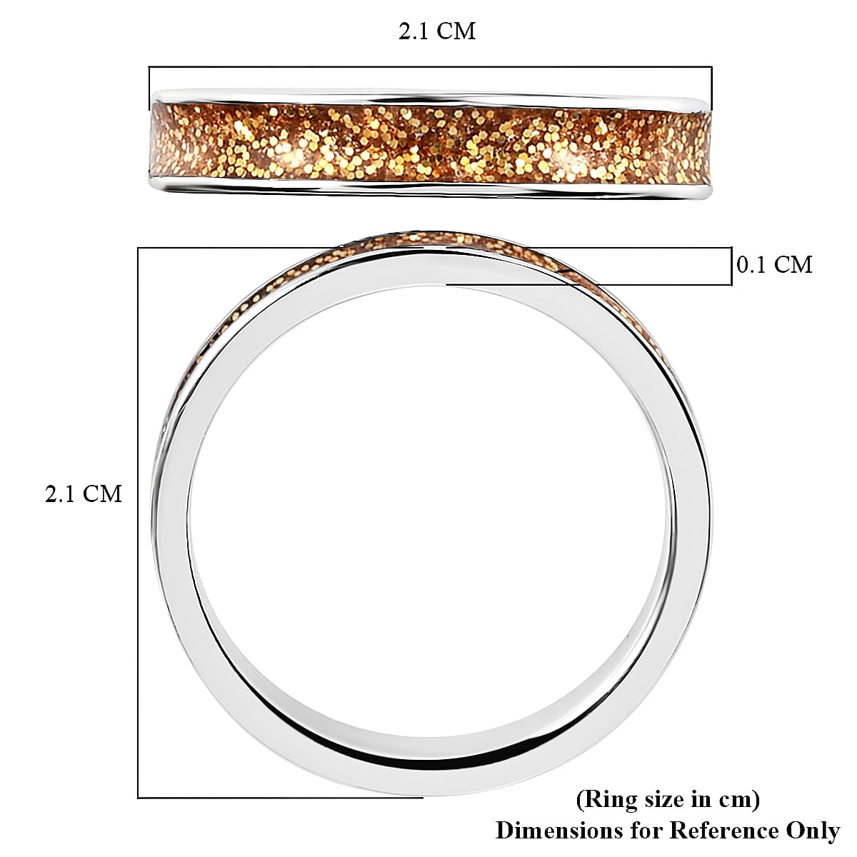 Golden Glitter Enamelled Band Ring in Sterling Silver 3826636 4