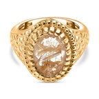 Natural Golden Rutilated Quartz Vintage Ring  Ct 5.34