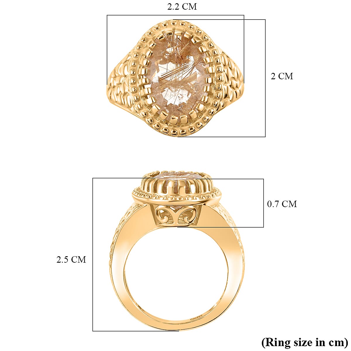 Natural Golden Rutilated Quartz Vintage Solitaire Ring  5.34 Ct. 7861701 5