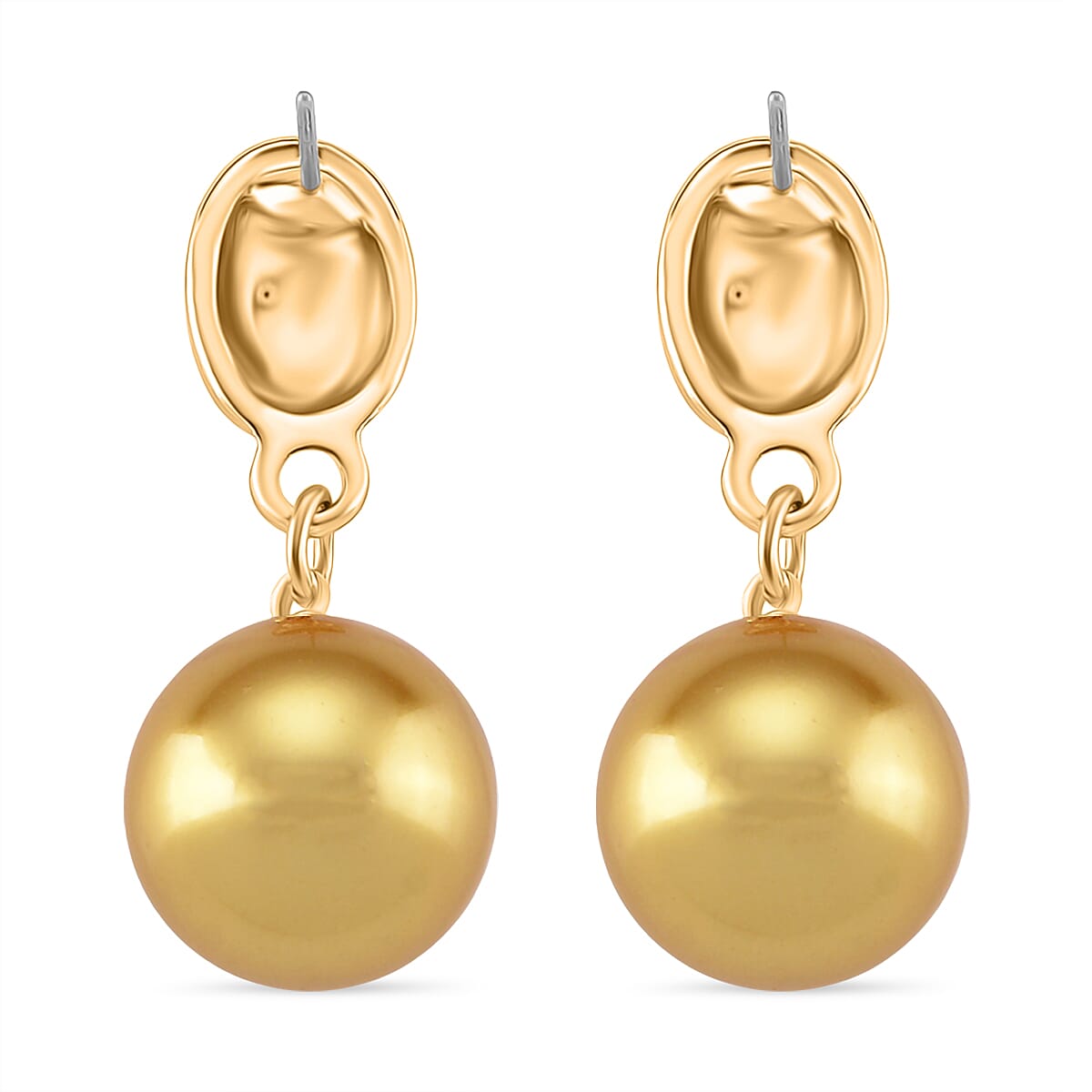 Golden Shell Pearl &amp; Austrian White Crystal Earring with Push Back in Yellow Gold Plated 30.20 Ct. V32734234 7