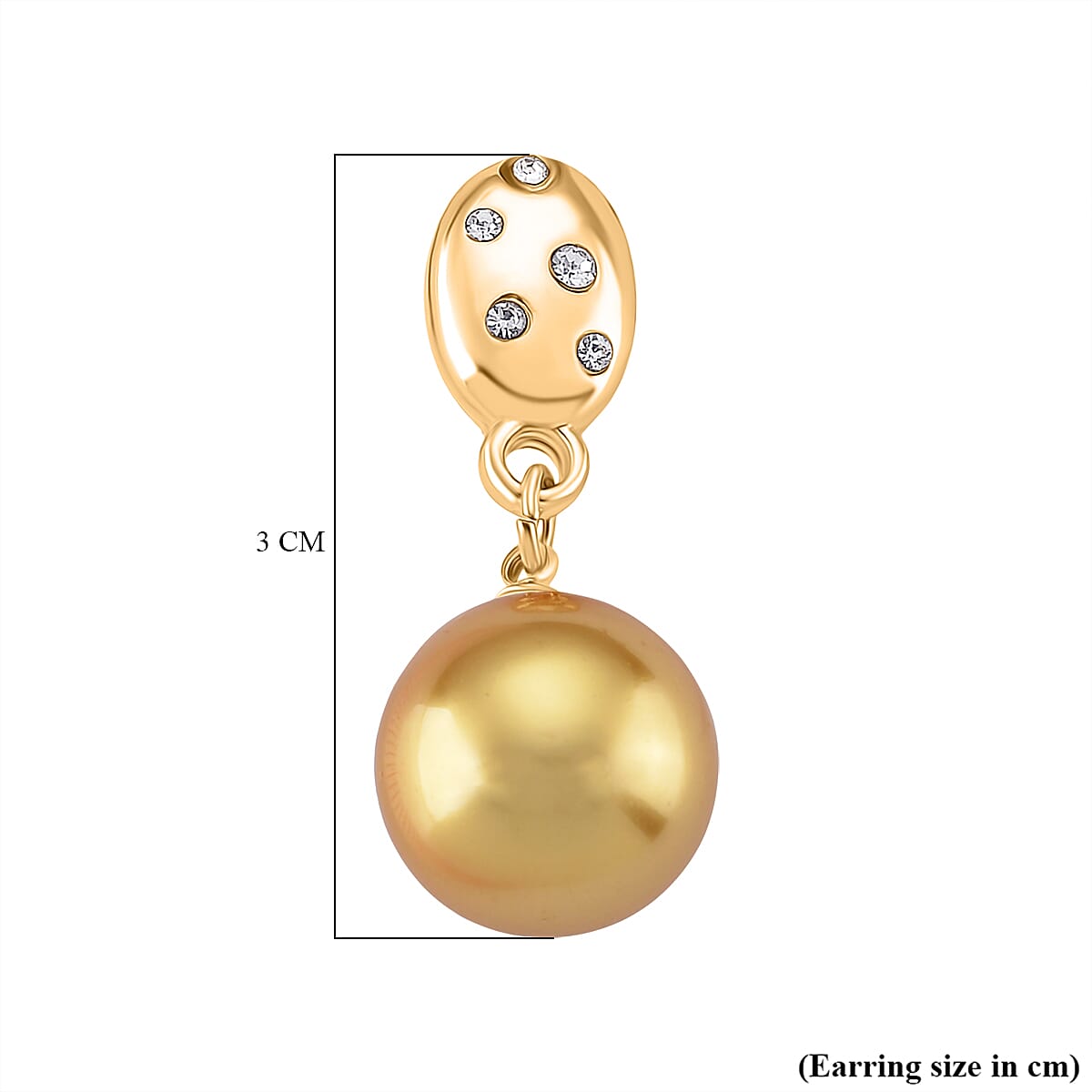 Golden Shell Pearl &amp; Austrian White Crystal Earring with Push Back in Yellow Gold Plated 30.20 Ct. V32734234 10