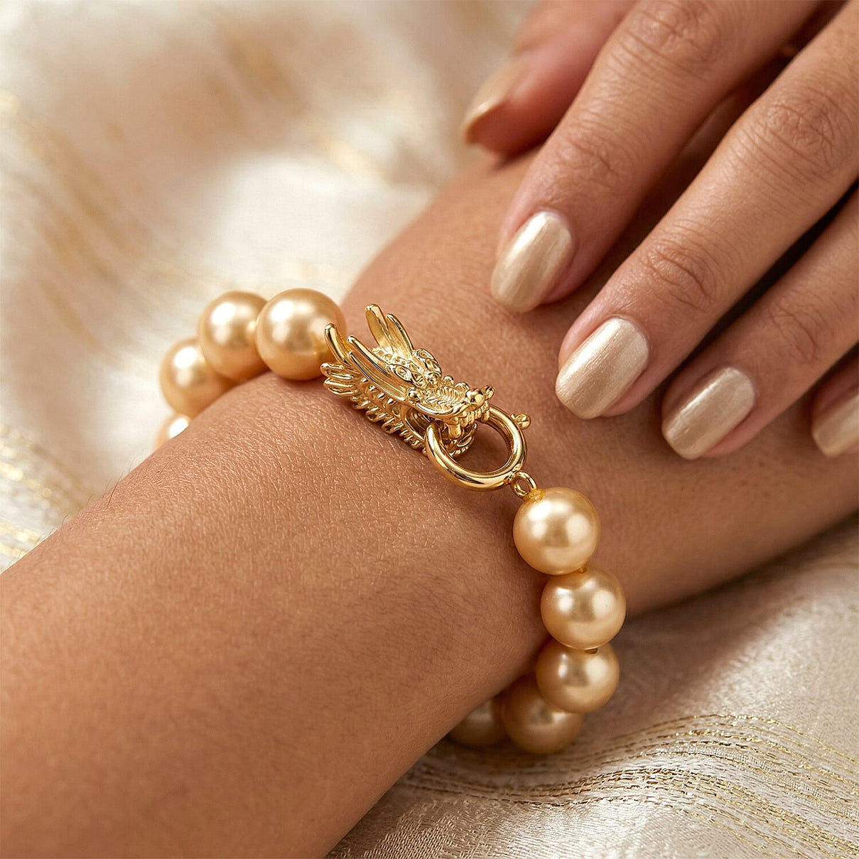 Golden Shell Pearl Beads Bracelet (Size - 7.5) 100.00 Ct. 8360043 2