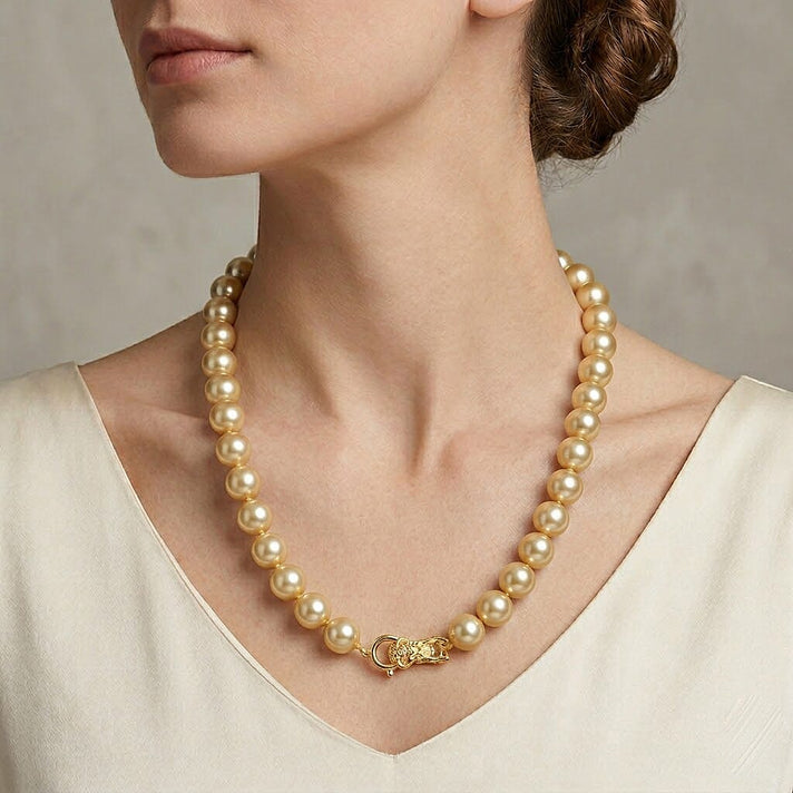 Golden Shell Pearl Beads Necklace (Size - 20) 350.00 Ct. V32732379 2