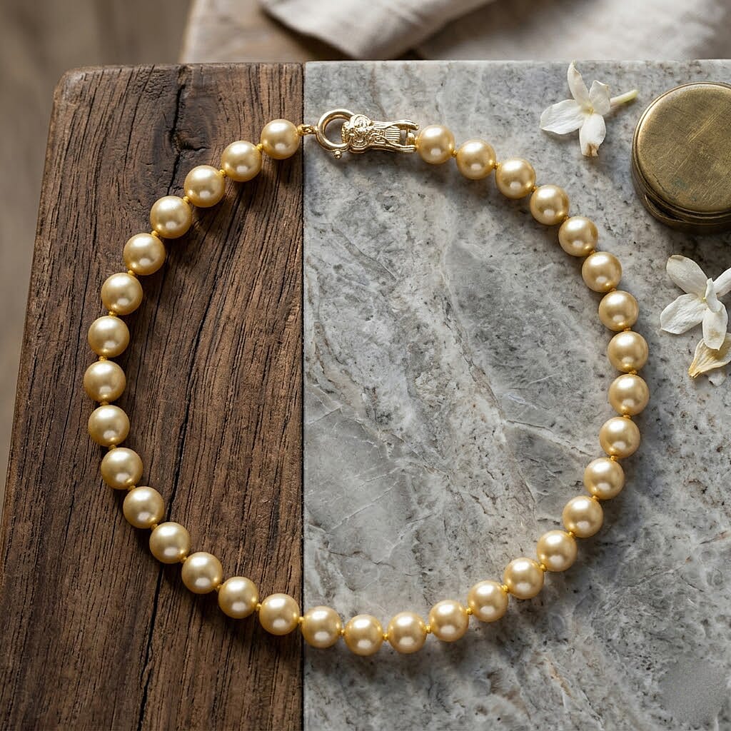 Golden Shell Pearl Beads Necklace (Size - 20) 350.00 Ct. V32514284 3