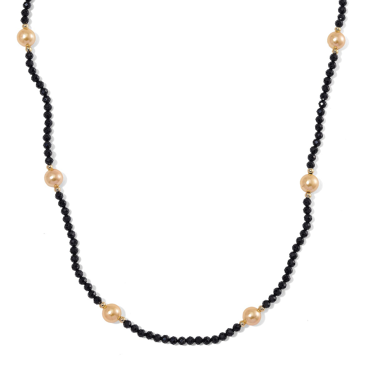 Golden Shell Pearl &amp; Black Spinel Necklace (Size 30) in Yellow Colour Tone 127.00 Ct. 8061142 0