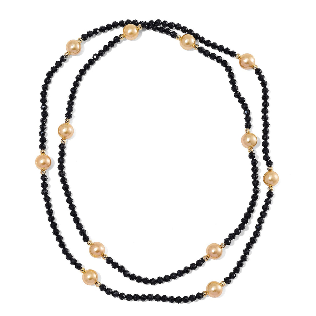 Golden Shell Pearl &amp; Black Spinel Necklace (Size 30) in Yellow Colour Tone 127.00 Ct. 8061142 3