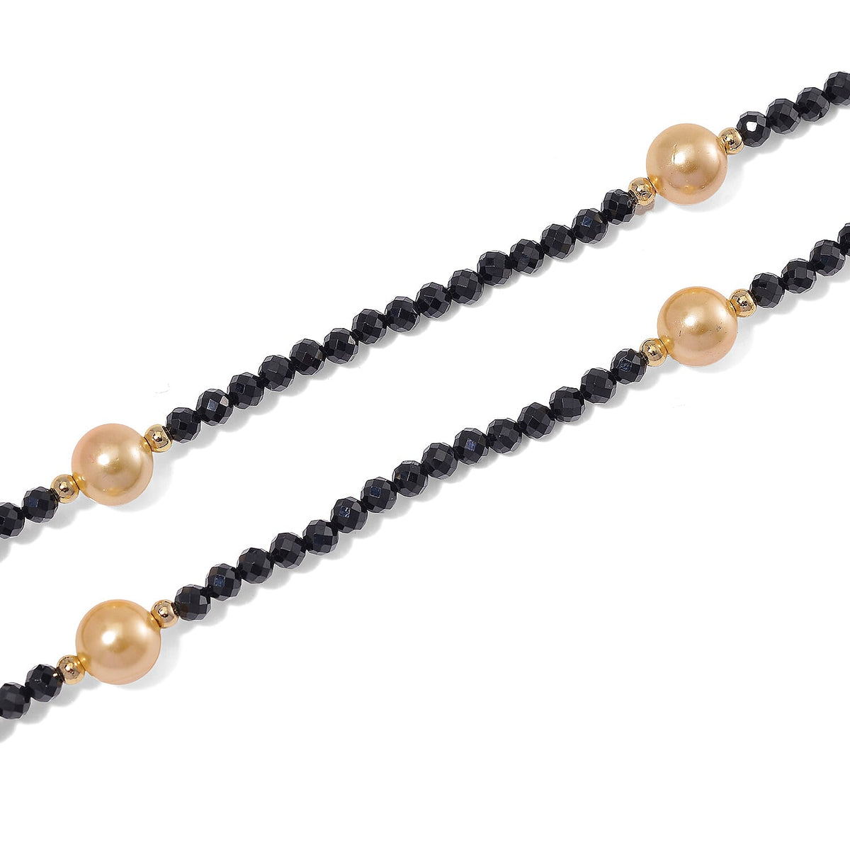 Golden Shell Pearl &amp; Black Spinel Necklace (Size 30) in Yellow Colour Tone 127.00 Ct. 8061142 4