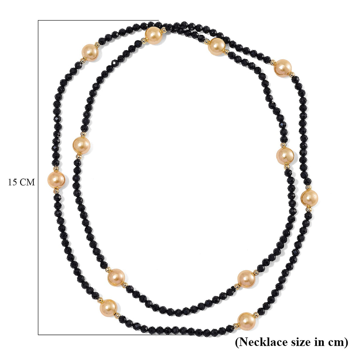 Golden Shell Pearl &amp; Black Spinel Necklace (Size 30) in Yellow Colour Tone 127.00 Ct. 8061142 5