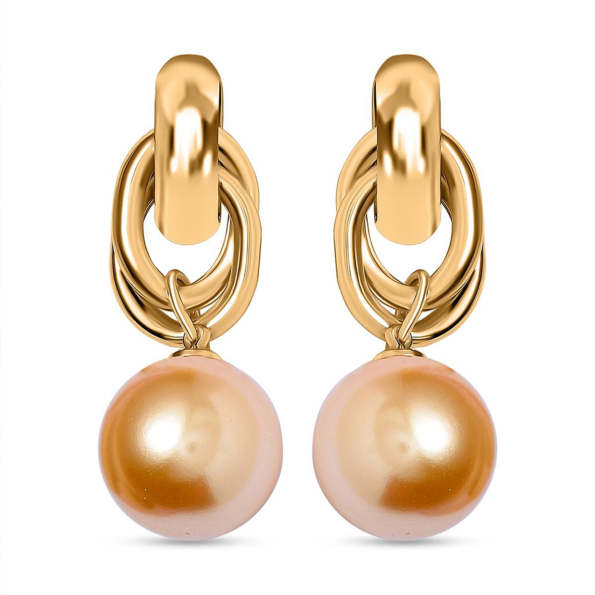 Golden Shell Pearl Drop Earrings 7833325 0
