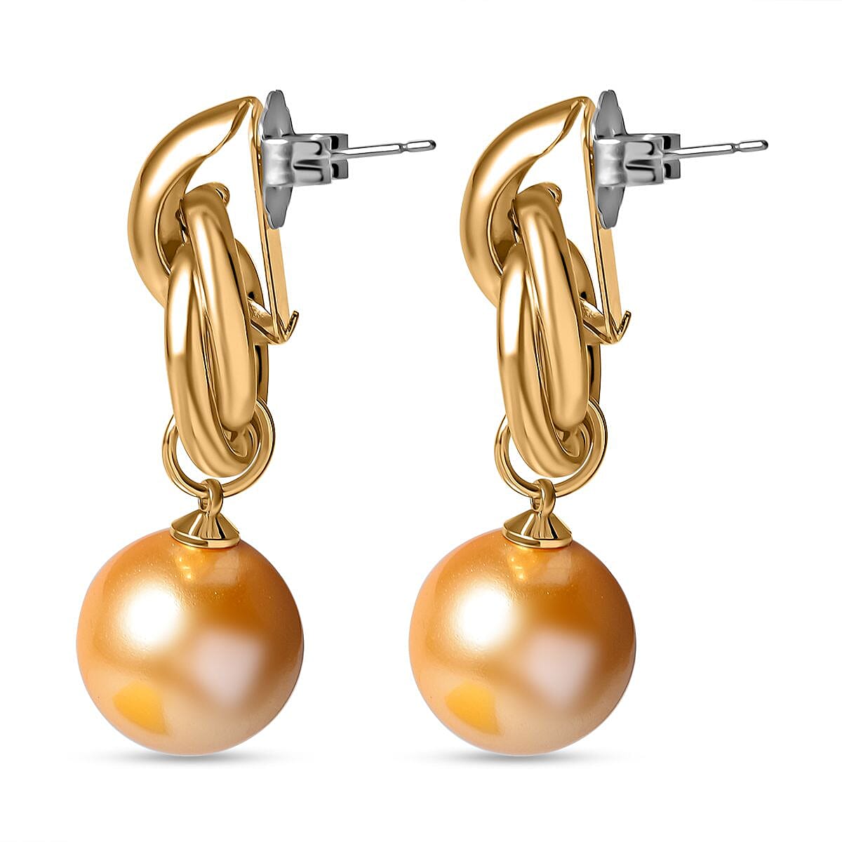 Golden Shell Pearl Drop Earrings 7833325 3