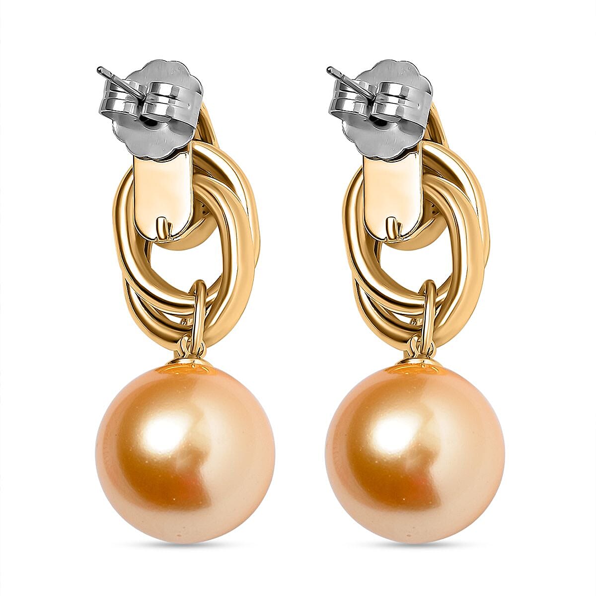 Golden Shell Pearl Drop Earrings 7833325 4