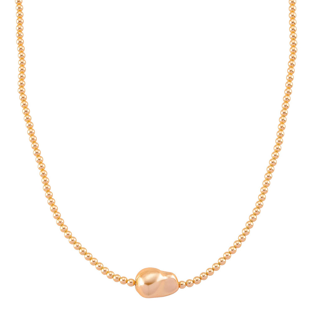 Golden Shell Pearl Necklace (Size - 18-2 Ext) in Silver Tone