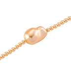 Golden Shell Pearl Necklace (Size - 18-2 Ext) in Silver Tone