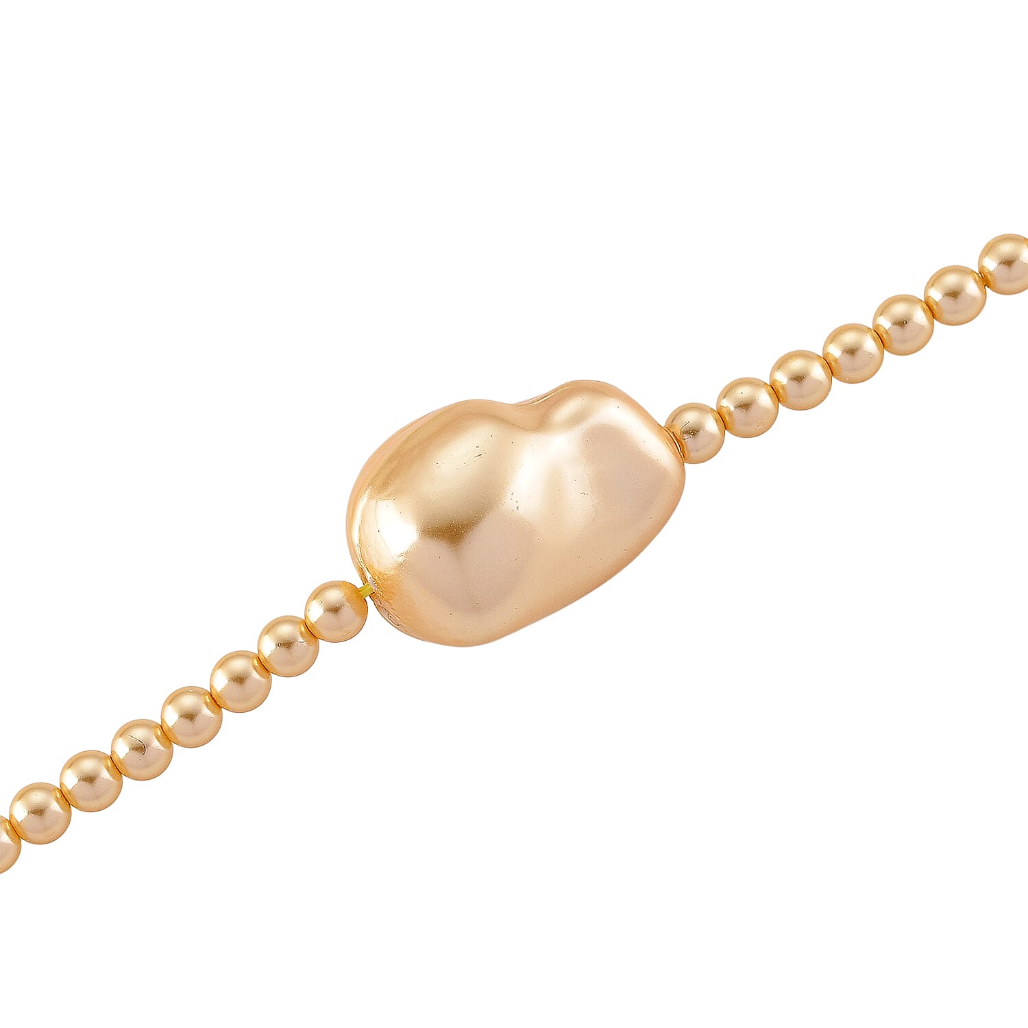 Golden Shell Pearl Necklace (Size - 18-2 Ext) in Silver Tone V32351571 4