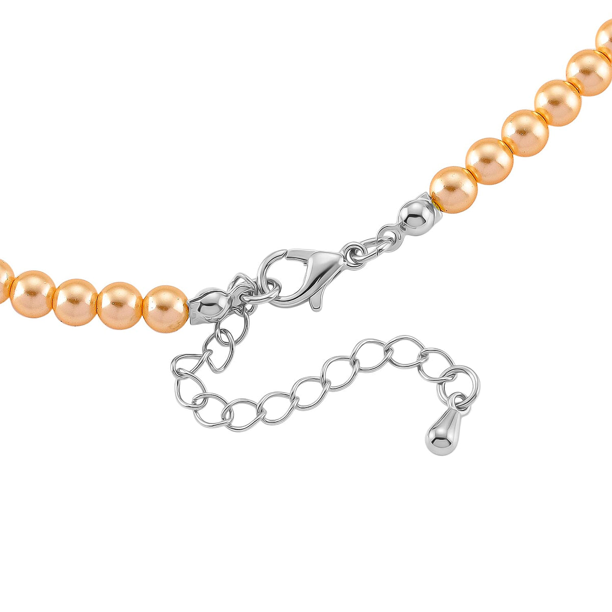 Golden Shell Pearl Necklace (Size - 18+2 Ext) in Silver Tone V32513661 5