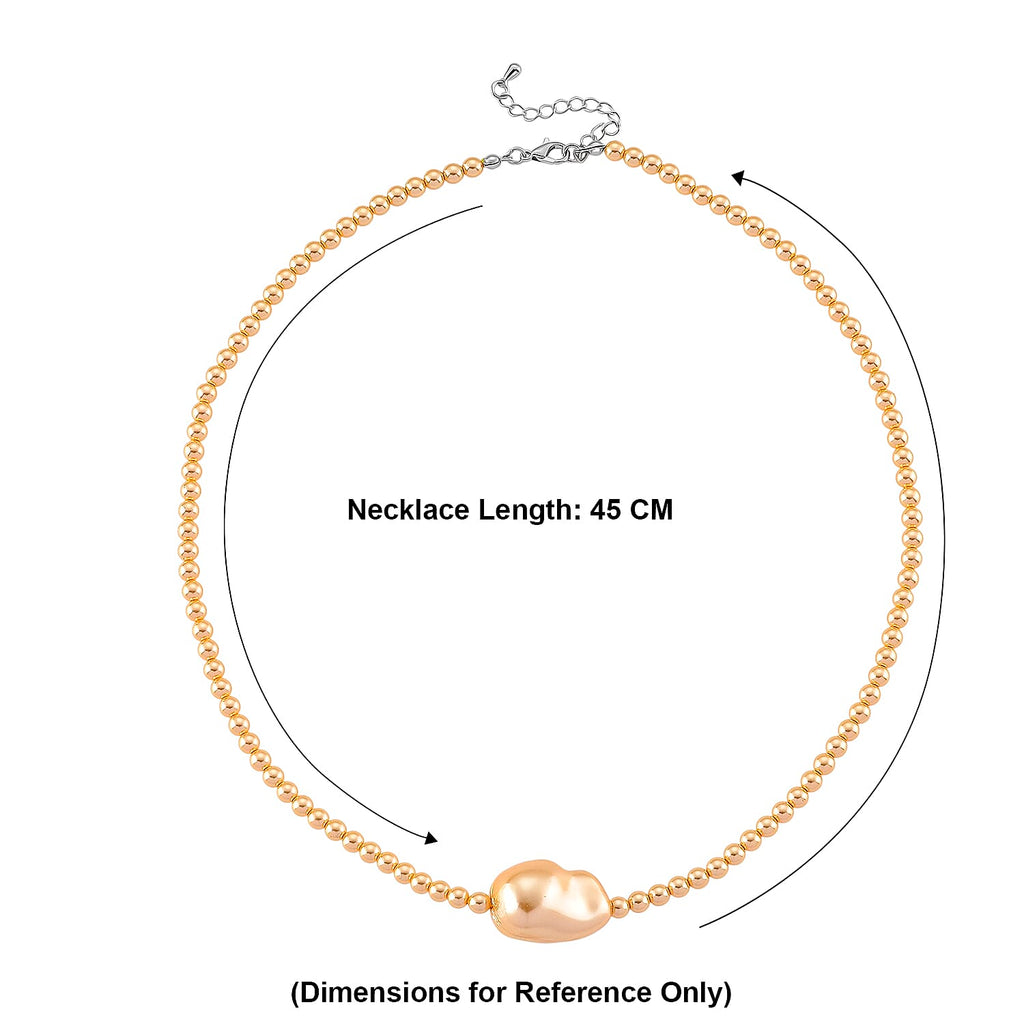 Golden Shell Pearl Necklace (Size - 18-2 Ext) in Silver Tone