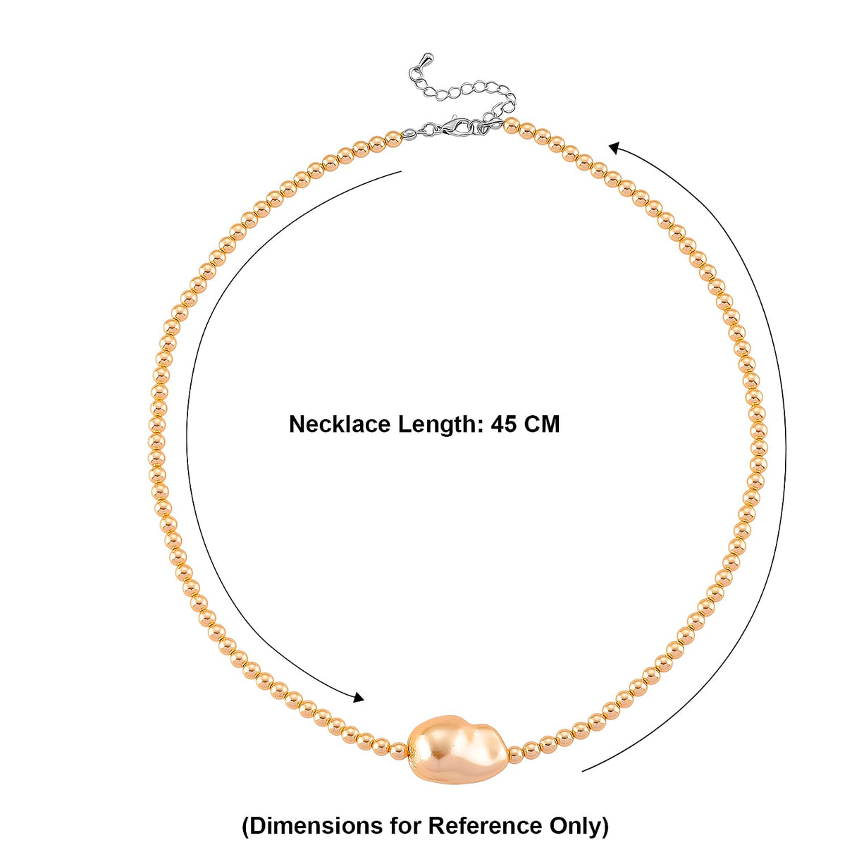 Golden Shell Pearl Necklace (Size - 18+2 Ext) in Silver Tone V32513661 6