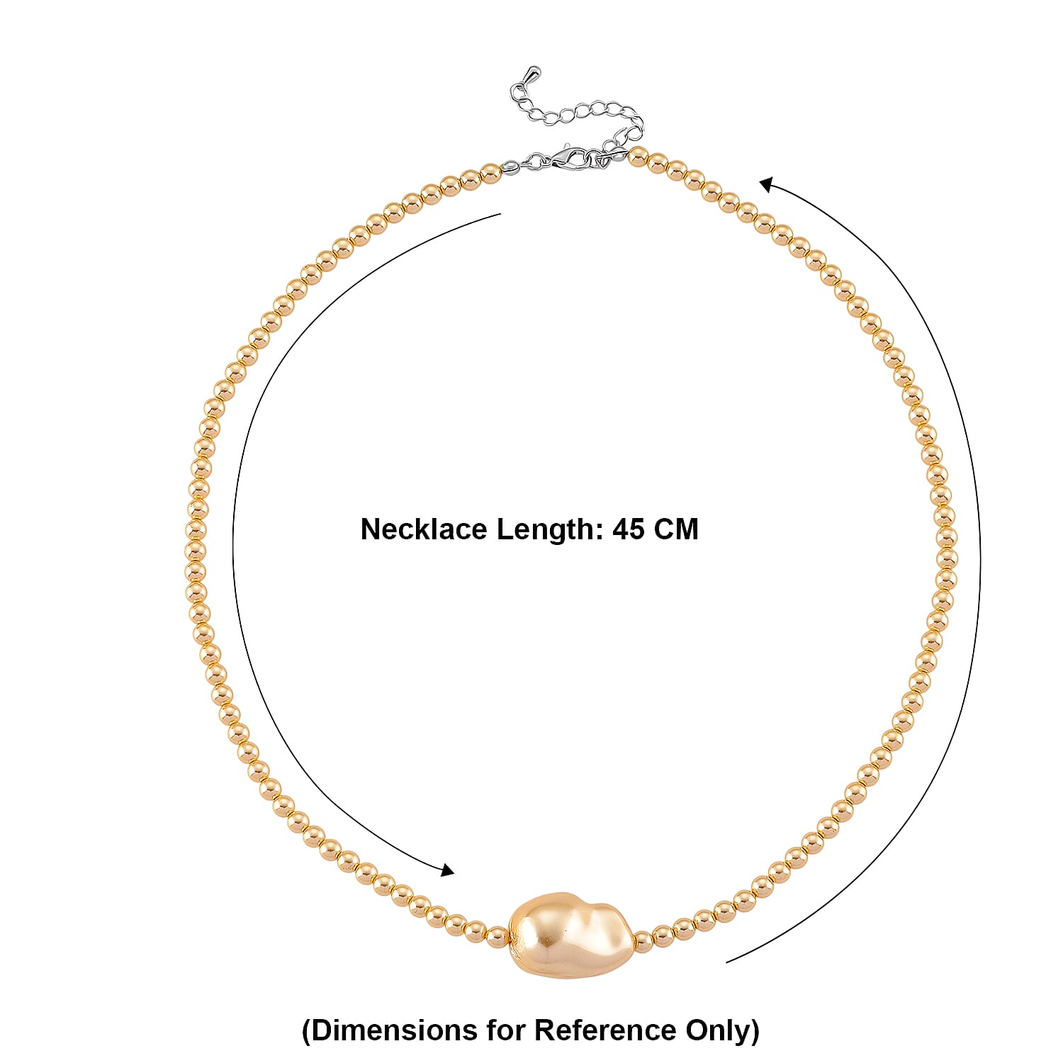 Golden Shell Pearl Necklace (Size - 18+2 Ext) in Silver Tone V32513661 6