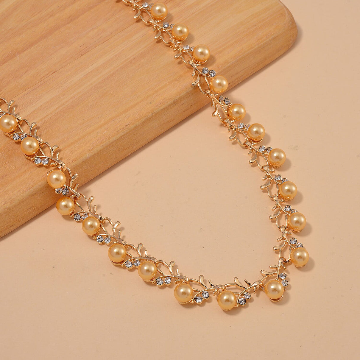 Golden Shell Pearl &amp; White Crystal Necklace (Size - 18-2 Ext) in Yellow Tone 100.20 Ct. 7818678 3