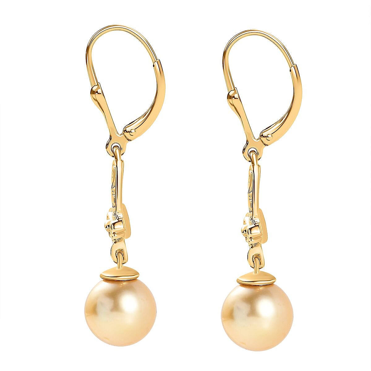 Golden South Sea Pearl Dangling Earring in 18K Vermeil Yellow Gold Sterling Silver 11.99 ct 11.988 Ct. 7641734 5