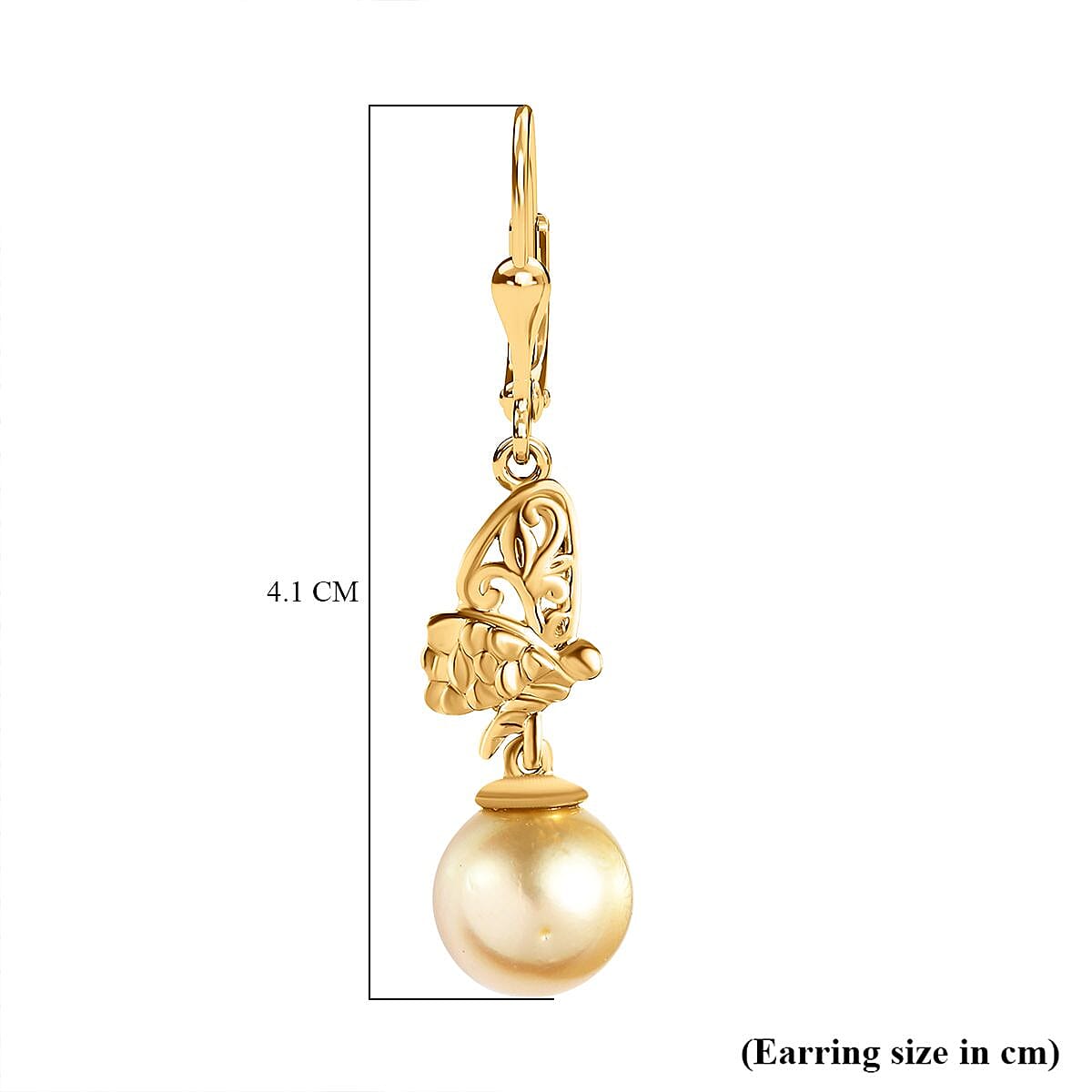 Golden South Sea Pearl Dangling Earring in 18K Vermeil Yellow Gold Sterling Silver 11.99 ct 11.988 Ct. 7641734 6