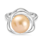 Golden South Sea Pearl Ring in Platinum Overlay Sterling Silver