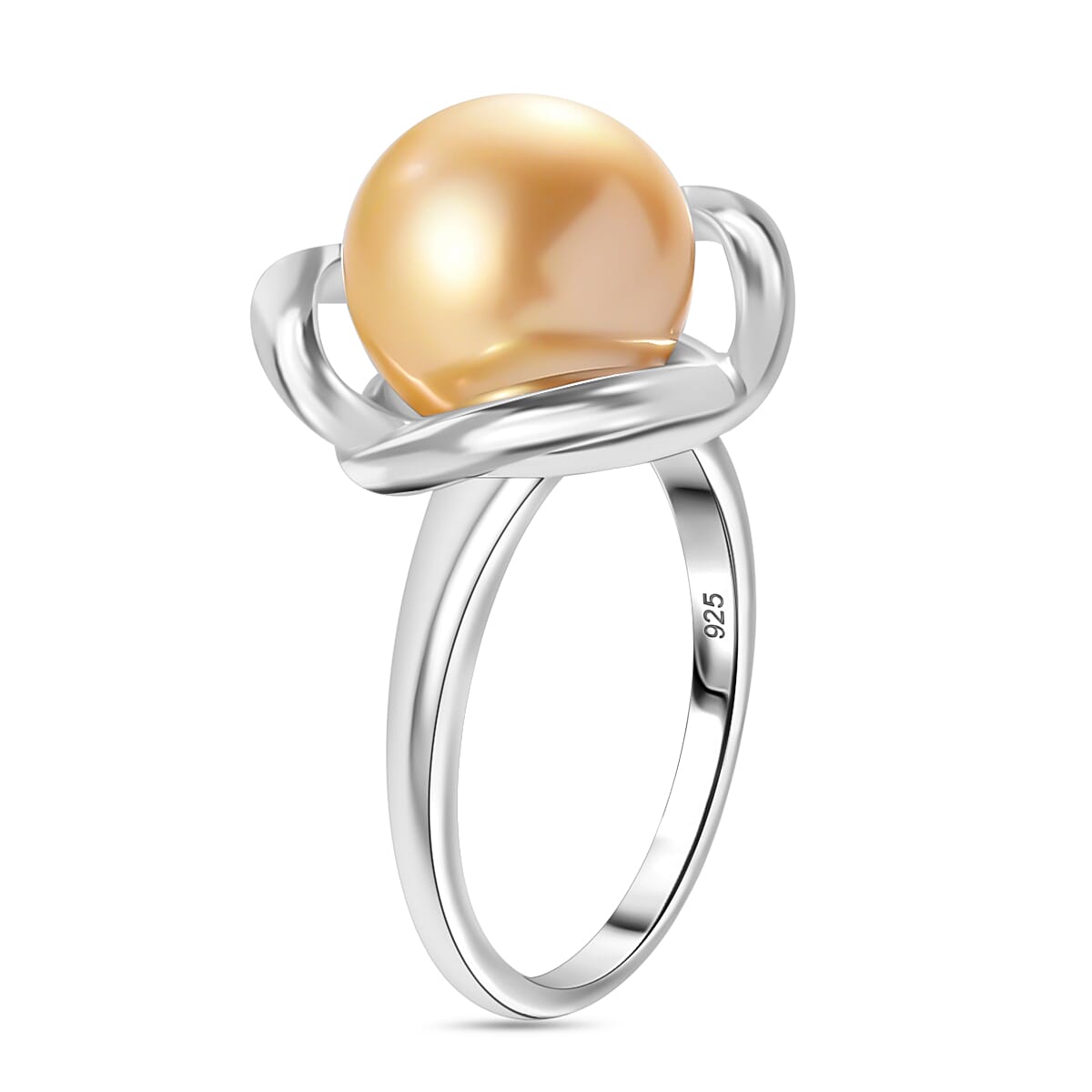 Golden South Sea Pearl Ring in Platinum Plated Sterling Silver 8.23 Ct 3853518 7
