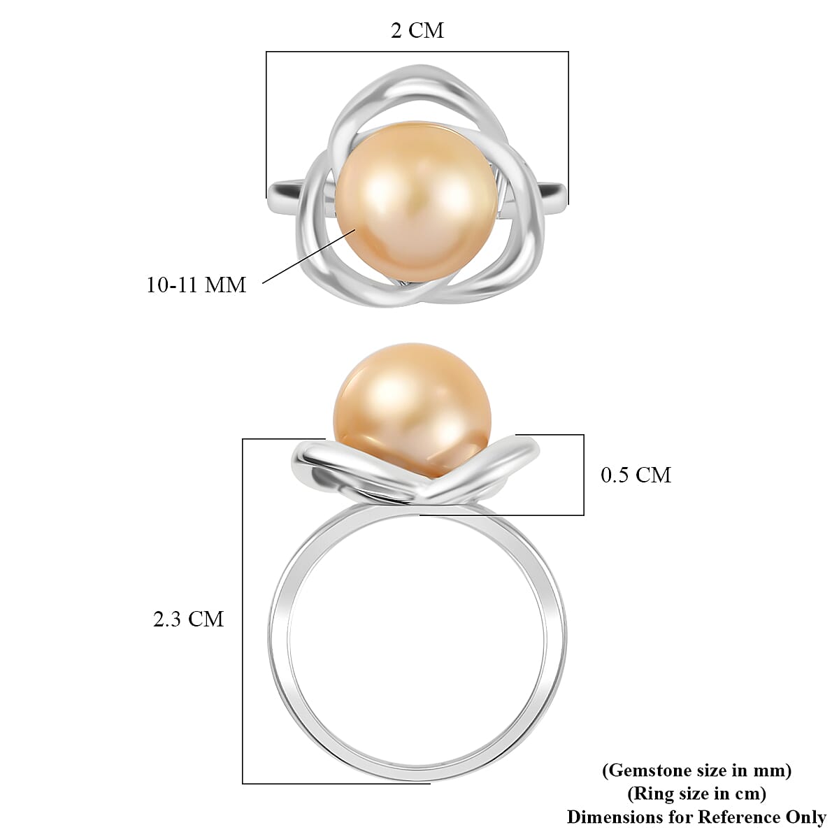 Golden South Sea Pearl Ring in Platinum Plated Sterling Silver 8.23 Ct 3853518 11