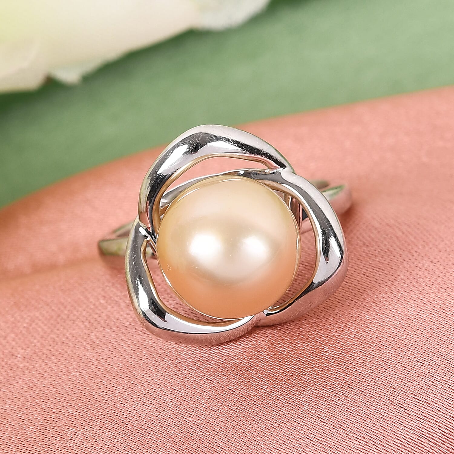 Golden South Sea Pearl Ring in Platinum Plated Sterling Silver 8.23 Ct 3853518 4