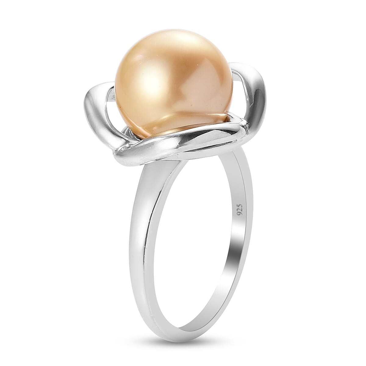 Golden South Sea Pearl Ring in Platinum Plated Sterling Silver 8.23 Ct 3853518 8