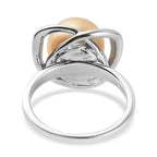Golden South Sea Pearl Ring in Platinum Overlay Sterling Silver