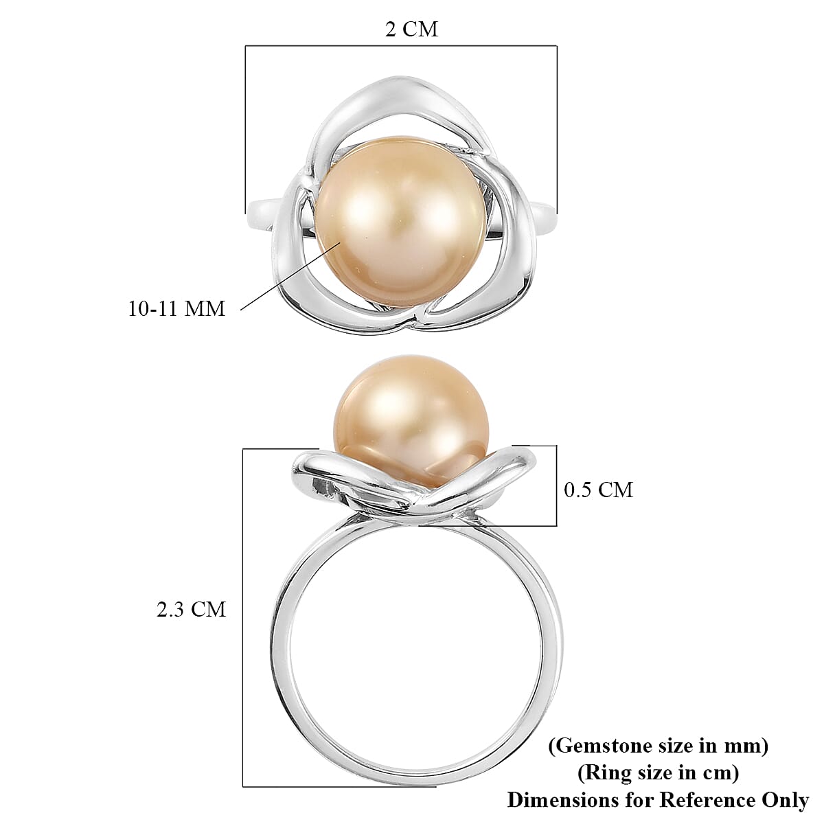 Golden South Sea Pearl Ring in Platinum Plated Sterling Silver 8.23 Ct 3853518 12