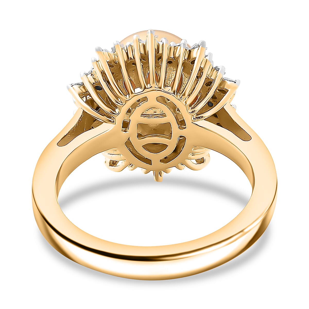 Golden South Sea Pearl and White Diamond Halo Ring in 18K Vermeil Gold Plated Stering Silver 6.83 Ct 7863174 5