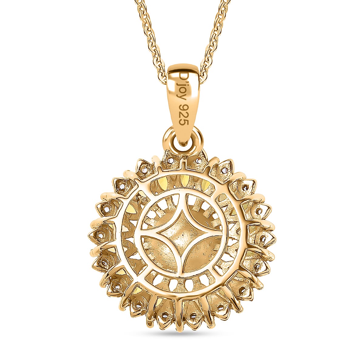D'Joy Golden South Sea Pearl, Yellow Sapphire and White Zircon Floral Pendant with Chain (Size 20) in 18K Vermeil Yellow Gold Plated Sterling Silver 8.20 Ct. 4417798 5