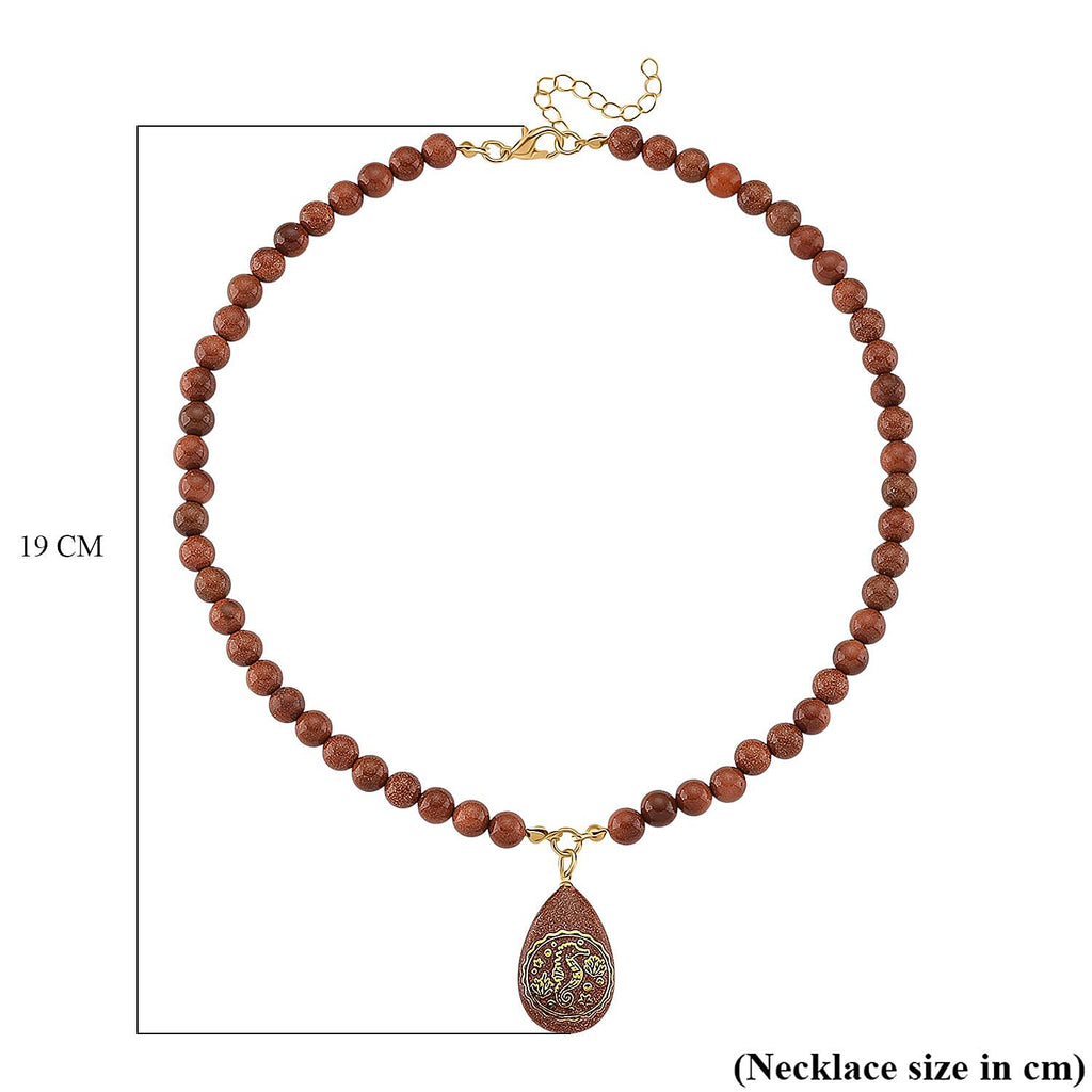Golden Sunstone Seahorse Necklace (Size 18 - 2 Ext) with Lobster Clasp 230.00 Ct.
