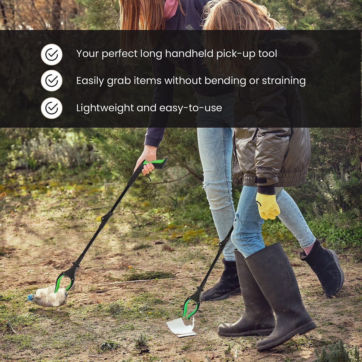 Litter Picker Grabber Tool with Magnet &amp; LED Light (82 cm) â€“ Includes 3x LR44 Batteries 7564563 7