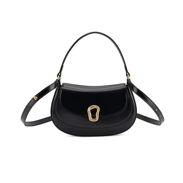 Grand Pelle Genuine Leather Saddle Crossbody Bag - Black 8243642 1