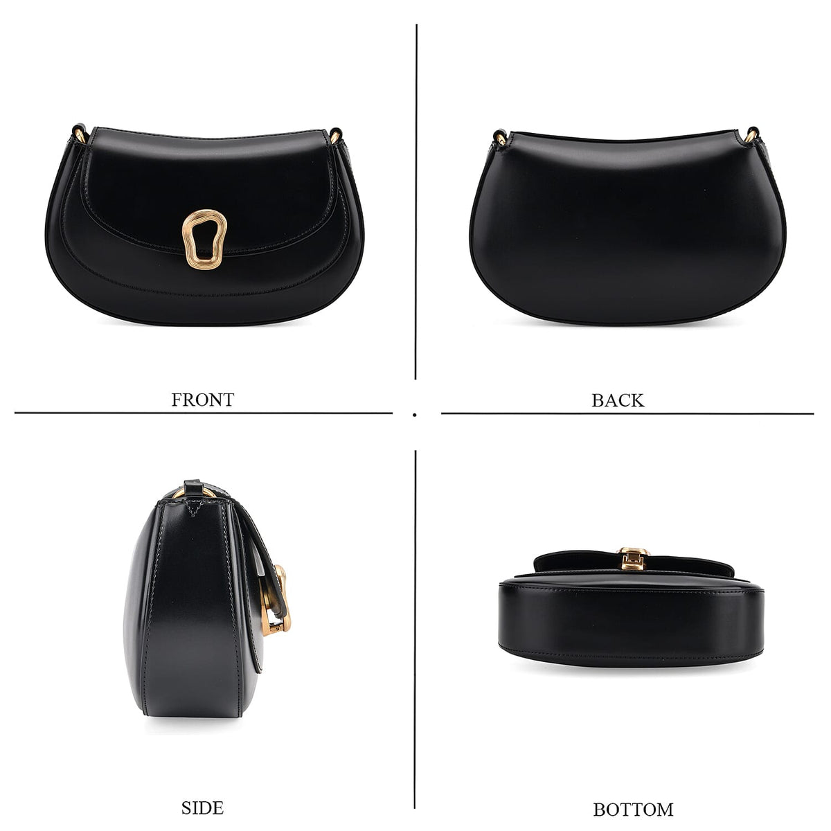 Grand Pelle Genuine Leather Saddle Crossbody Bag - Black 8243642 5