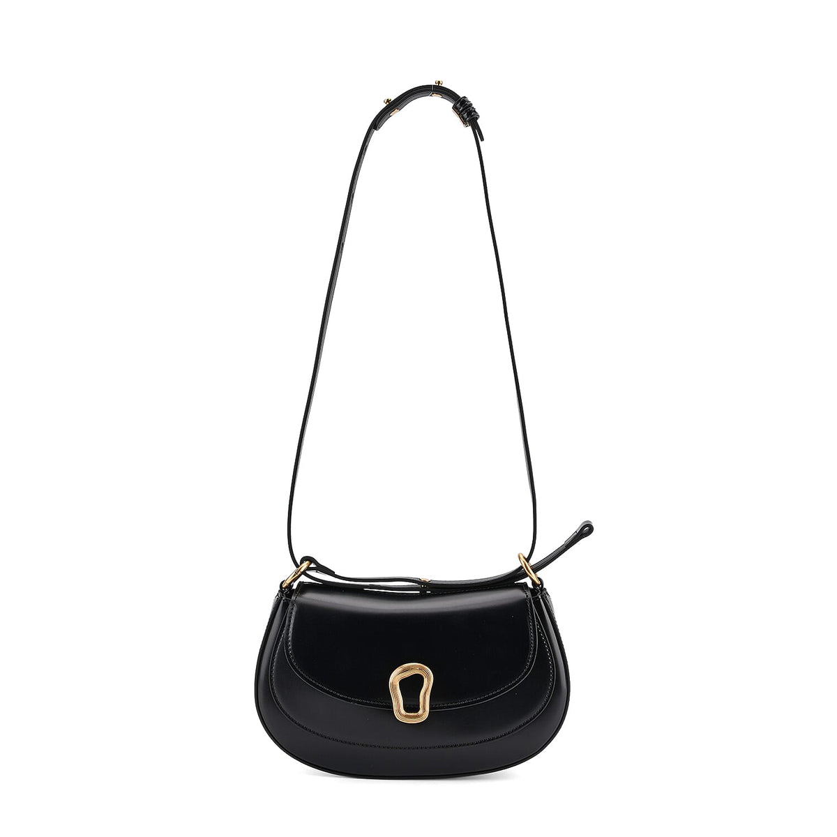Grand Pelle Genuine Leather Saddle Crossbody Bag - Black 8243642 6