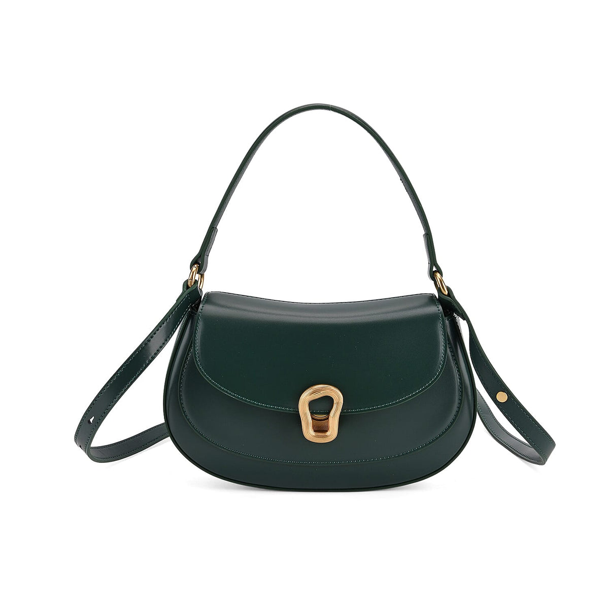 Grand Pelle Genuine Leather Saddle Crossbody Bag - Dark Green V32659153 0